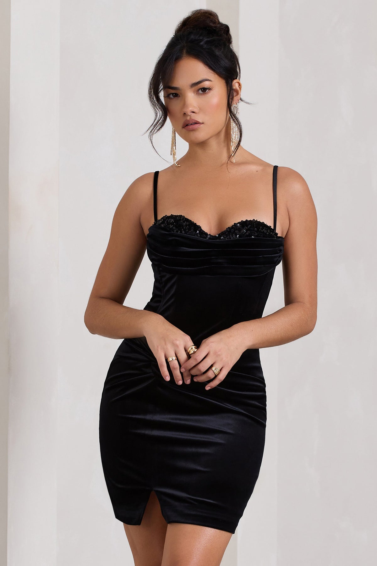 black corset mini dress